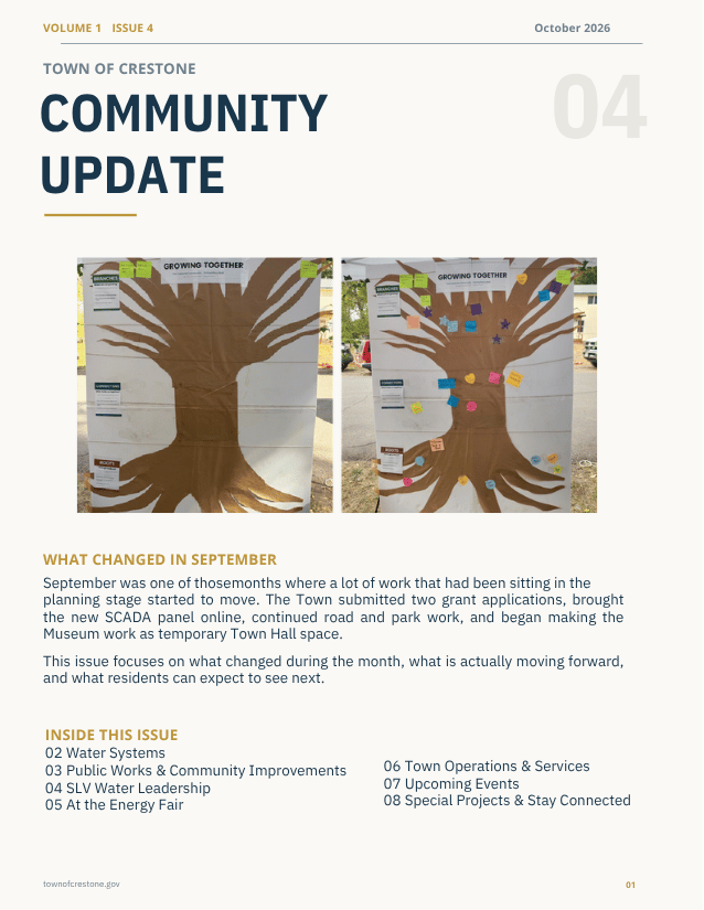 Cover Photo Cover page for October Town Newsletter for Crestone, CO